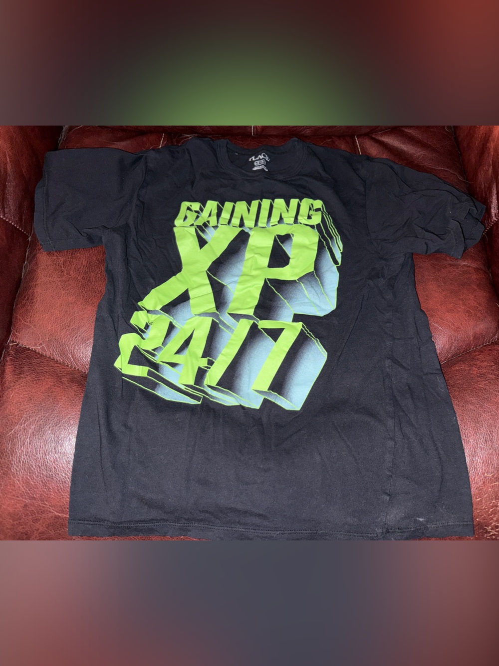 Kids Children’s Place Black Graphic Tee with Neon Green 3D-Style Logo